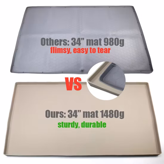 Plateau d'armoire de cuisine étanche et Flexible en Silicone, tapis sous l'évier avec trou de vidange, 34 