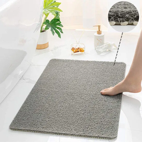 Tapis de salle de bains de diverses formes de vente chaude avec tapis de bain en PVC luffa d'aspiration