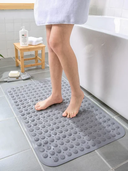 Tapis de bain de Massage de douche de tapis de salle de bains de trou de drainage antidérapant de PVC TPE