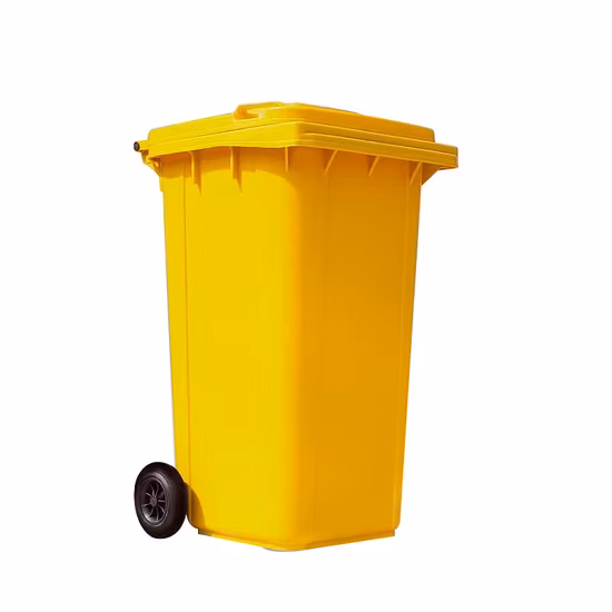 Poubelle100L/120L/240L/360L Personnaliser la couleur Grand extérieur Public HDPE Recycler la poubelle Déchets en plastique à pédale/Corbeille/Wheelie/Déchets/Poubelles à déchets avec couvercle et roue