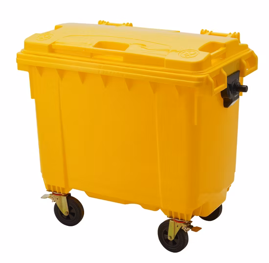 120/240L/1100L/660L grande rue publique extérieure HDPE 4 roues poubelle mobile poubelle en plastique industrielle /déchets/ordures/poubelle à roulettes conteneur de déchets avec pédale de couvercle