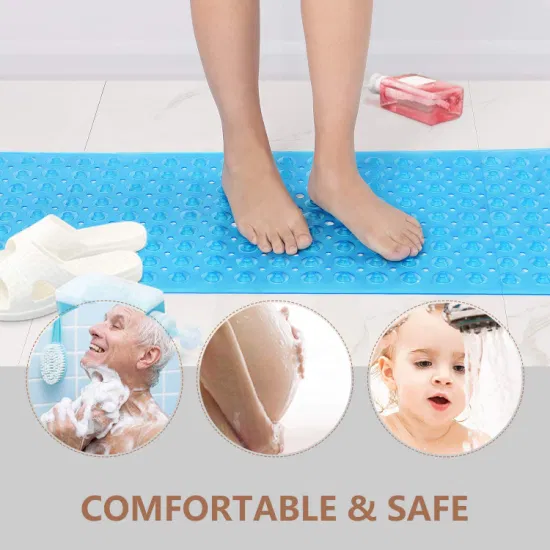 Tapis de baignoire antidérapant en PVC Extra Long pour bébé, avec aspiration, pour salle de bain